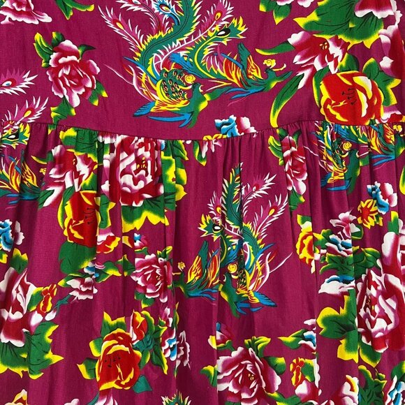 Robin Tomas Floral Tiered Midi Dress Pink Size‎ 18 Tropical Resort Nap Smock - Picture 4 of 9